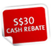 Up to S$30 cash rebate for recurring payments or EZ-Reload charged